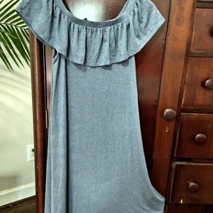 Blue ruffle off the shoulder dress by Paraphrase